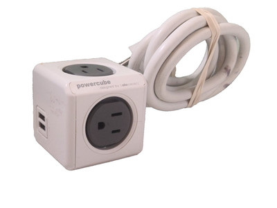 PowerCube by Allocacoc 4-Outlet Power Adapter & 2-USB Port - Wall Plug Extension