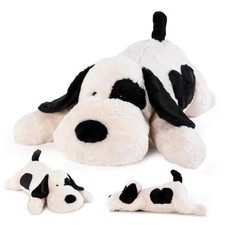 Weighted Stuffed Animals, Plush Pillow for Kids Medium Black White Dog Dog