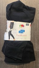 NEW Fruit Of the Loom Women  s 1 Waffle Pant XXXL/3XG Black Ladies FOL Thermal