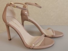  475 Stuart Weitzman Women's Beige Nudistcurve Patent Sandal Shoes Size 6 M