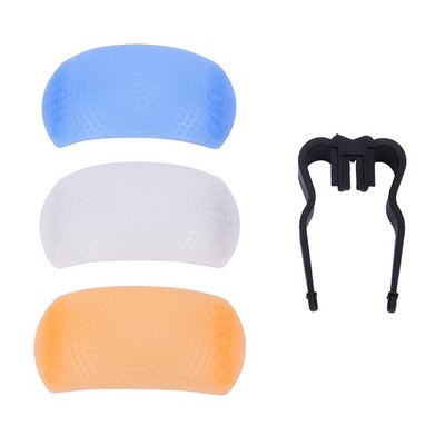 3er Set Blau Weiß Orange Kamera Blitz Diffuser Cover Für DSLR BAK