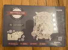 NEW - ROKR Owl Clock Mechanical Time LK503 3D Wooden Puzzle Kit, 2021 - SEALED