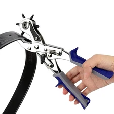 Leather Hole Punch Tool 6 Adjustable Hole Sizes 2-4.5mm with 360° Rotating He...