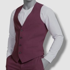 Bar III Mens Red Textured Slim-Fit Wool Suit Vest Size L