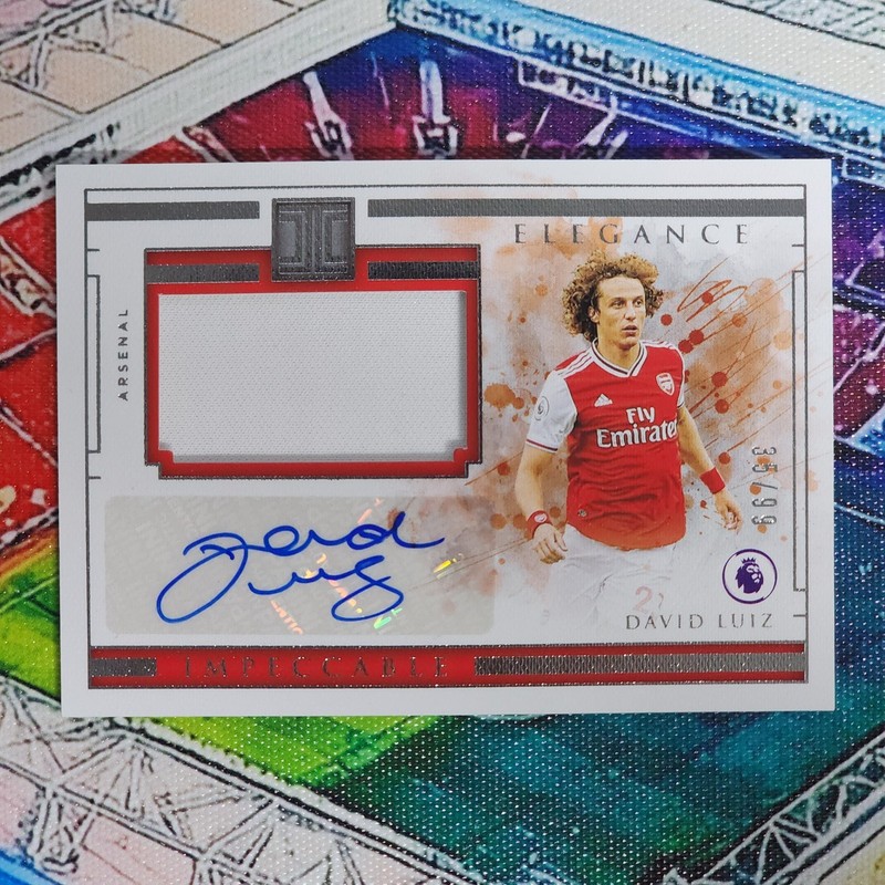 2019-20 Panini Impeccable EPL David Luiz Elegance Match Worn Patch Auto /99
