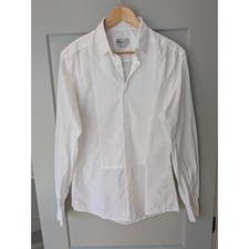 Anto Beverly Hills White Pleated Tuxedo Shirt Mens L/S Formal Dress Shirt