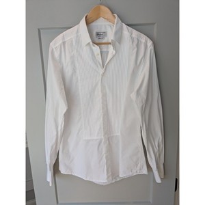 Anto Beverly Hills White Pleated Tuxedo Shirt Mens L/S Formal Dress Shirt