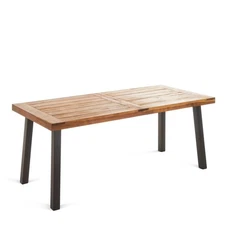 Stylish Dining Table with Rich Acacia Wood and Powder-Coated Frame, Ideal for