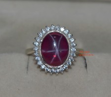 Beautiful Red Star Ruby Lab Created 925 Sterling Silver Women Lindy Star Ring