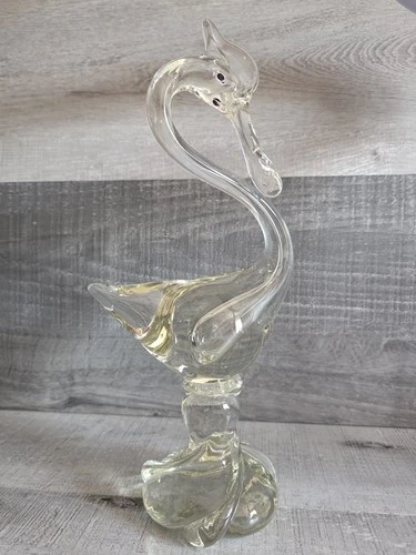 Vtg Murano Glass Bird 14" Large MCM Clear Farmhouse Rustic Country Decor 89.1