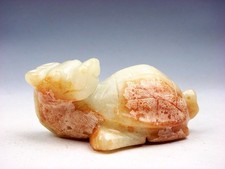 Old Nephrite Jade Stone Carved Sculpture Dragon Turtle Looking Back #08172305