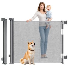 CROWNSHOP Retractable Gate Baby & Dog Stair Gate Extends up to 55 Wide One