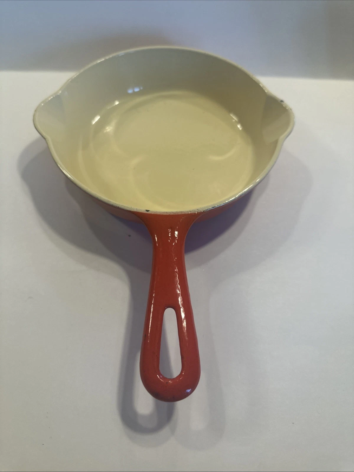 Griswold Cast Iron Red and Cream Enameled #4 Skillet Pattern # 702 A