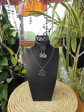 Stainless Steel Set Pendant Necklace Bracelet Hook Earrings Lobster Rose Silver