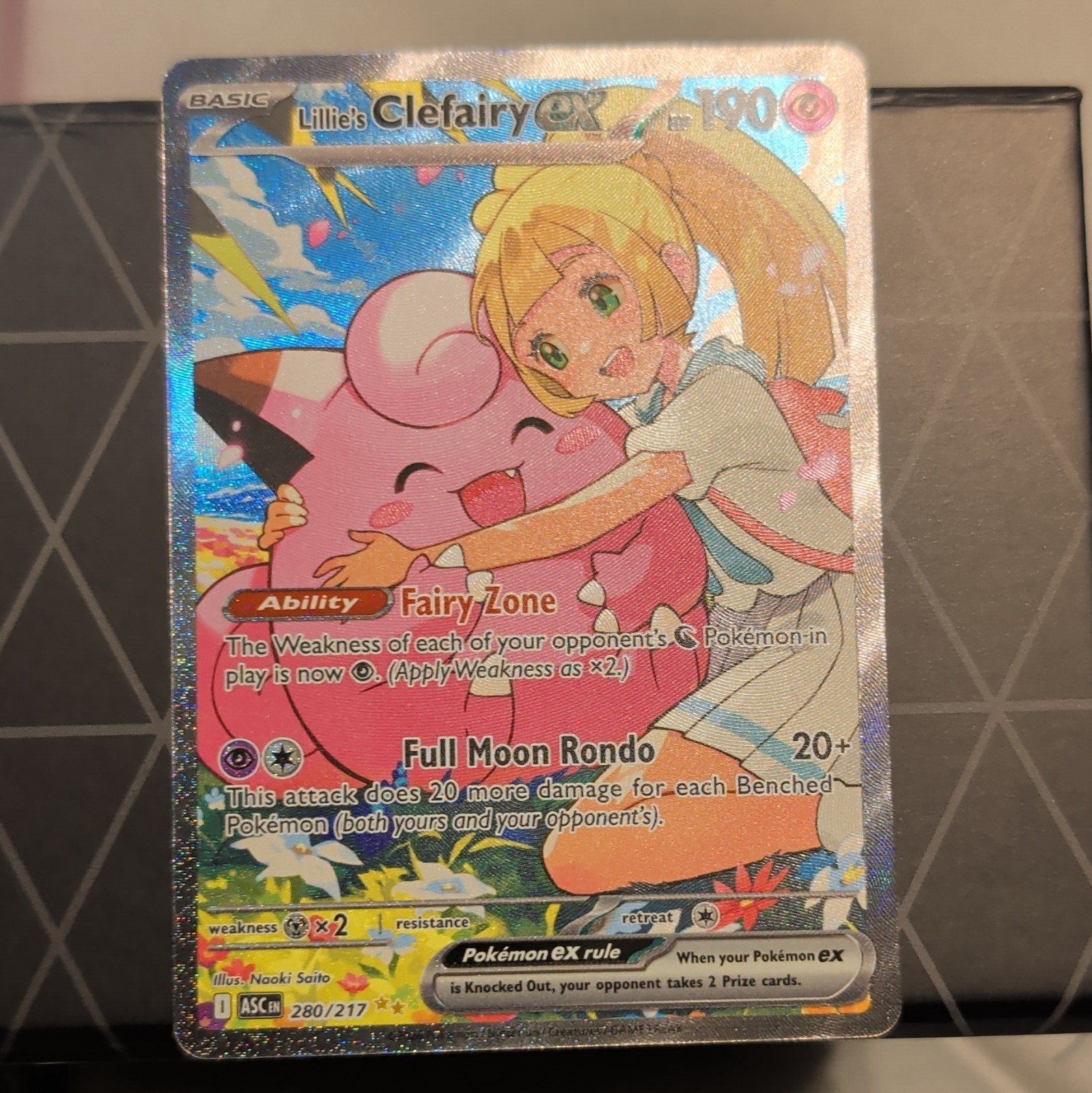 The Pokemon Company Lillie's Clefairy EX 280/217 Rare Full Art Holo ASC