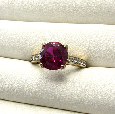 #ad Jean Dousset Sterling Silver Ring Gold Vermeil Bow Pink Gemstone sz 8 HSN Luxury $62.00