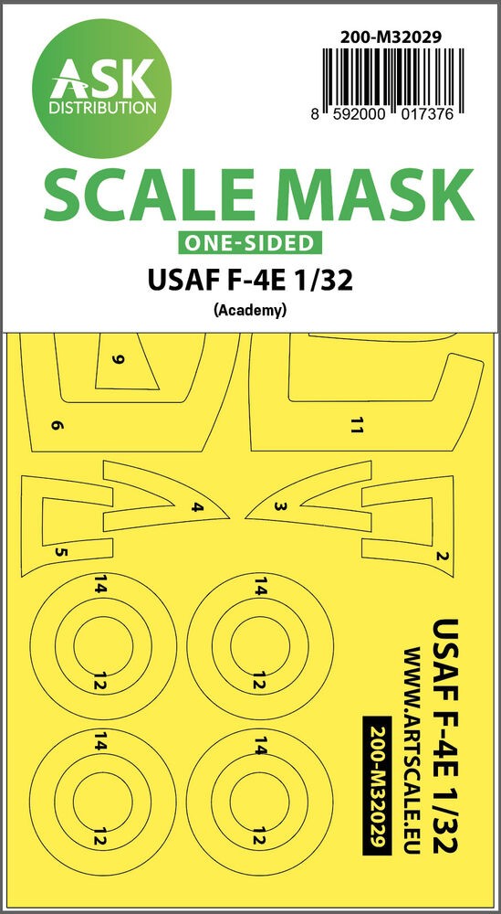 Art Scale Kit 200-M32029 - 1:32 USAF F-4E Phantom Vietnam War One-Sided Mask Fo