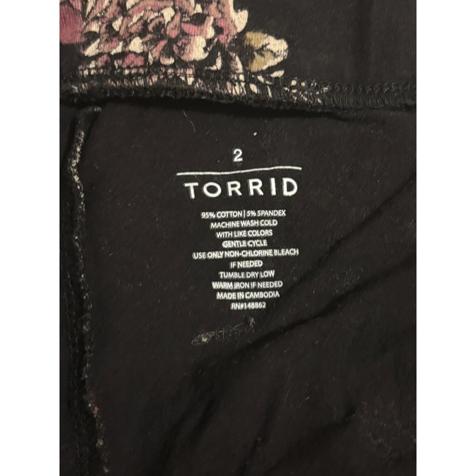 GOTHCORE Negro Floral Estampado Calavera Leggings Pantalones Capricho 2X 18 20 Foto 3 de 4