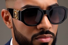 NEW CLASSIC HIP HOP RAPPER STYLE SUNGLASSES Black Frame GOLD DARK LENS GANGSTER