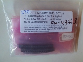 270 pz. HSMS 2812 SMD SOT 23 diodi scozzesi RF della ditta Agilent (X 44 7)