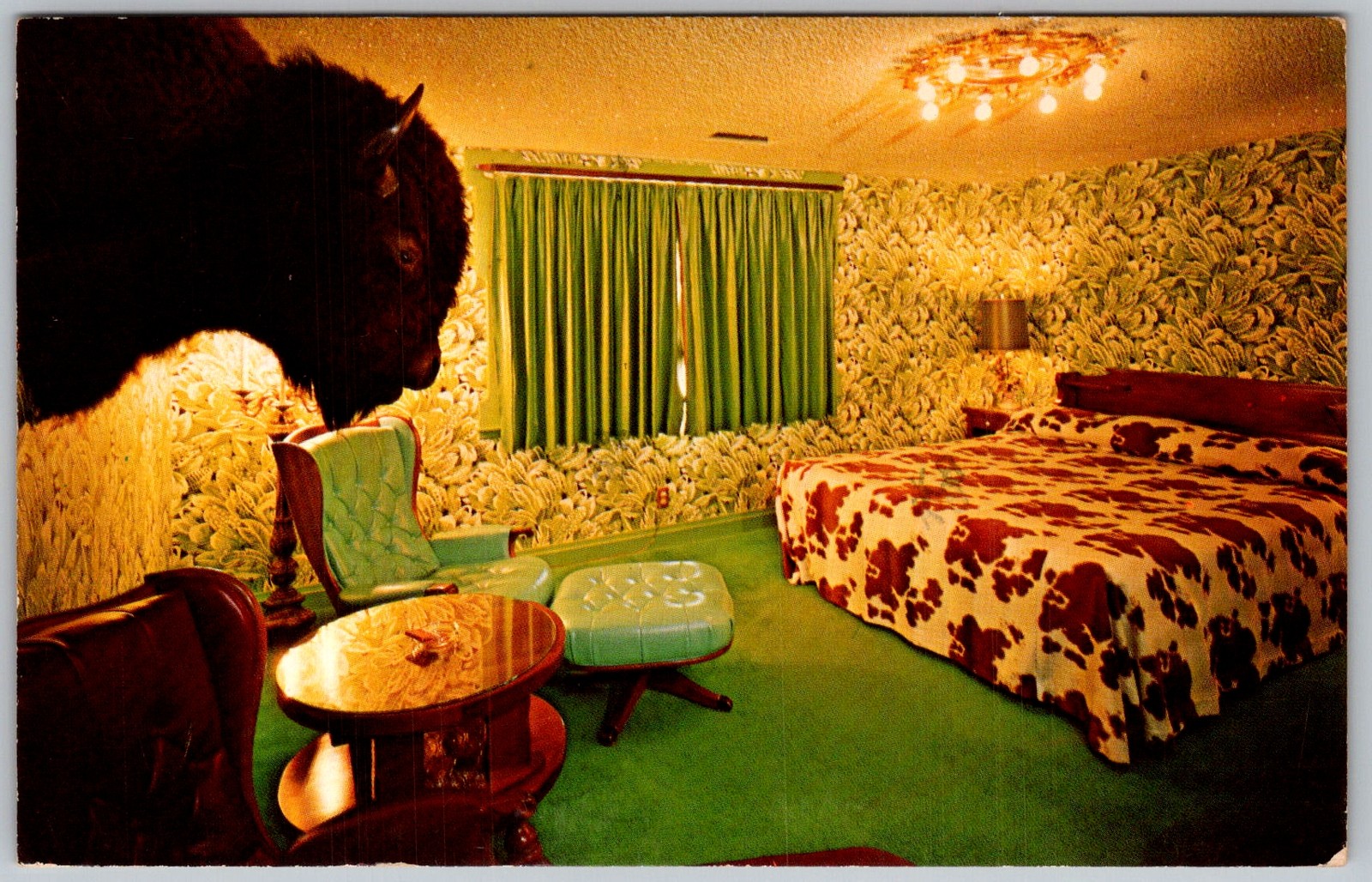 Vtg Postcard Madonna Inn Buffalo Room San Luis Obispo, CA 1960s