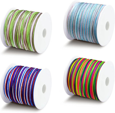 4 Rolls 180 Yards Nylon String, 0.8Mm Nylon Satin String, Multicolor Beading