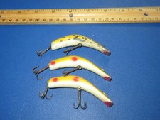 Lot of 3 KAUTZKY Lazy Ike 3 Lures Yellow Red Eyes
