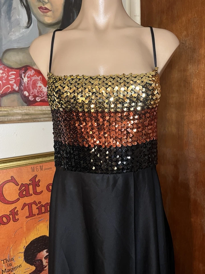 De Colección Años 70 Lentejuelas Metálicas Disco Fiesta Flutter Wrap Hecho en Unión EE. UU. Talla 11 Foto 3 de 4