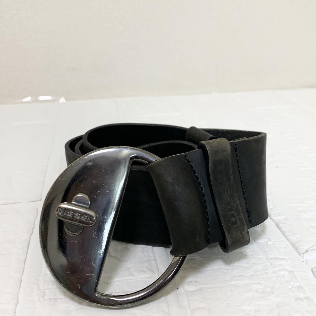 DIESEL Belt Circle Buckle Black Silver Men's From Japan
