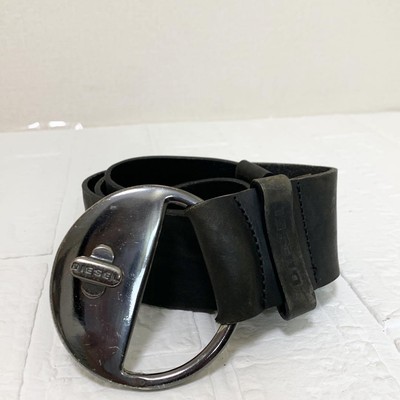 DIESEL Belt Circle Buckle Black Silver Men's From Japan