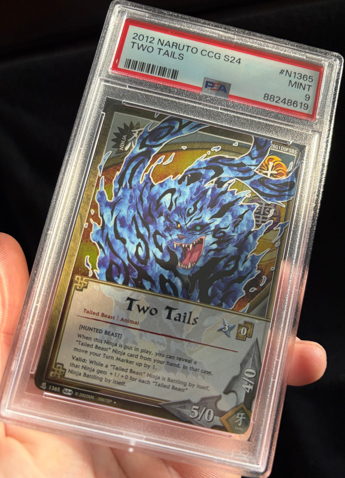 2012 Naruto CCG S24 N1365 FOIL Two Tails MINT 9 PSA88248619 Authentic Graded
