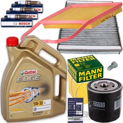 FILTER-SET SERVICEKIT+ZÜNDKERZEN+5L CASTROL 5W-30 MOTOR-ÖL für VW UP CITIGO Mii