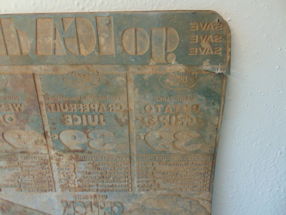 *RARO* Placa de impresión de publicidad de tienda de comestibles IGA de colección de los años 60 de metal blando Foto 2 de 4
