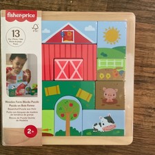 Fisher Price - Wooden Farm Blocks Puzzle 13 Pc
