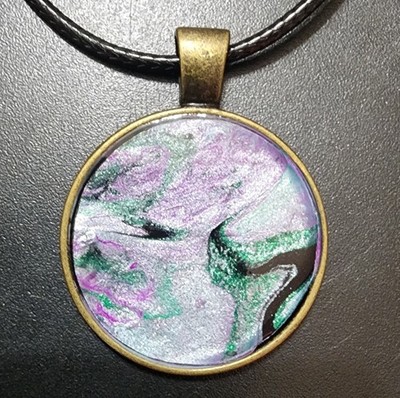 Handcrafted Round Acrylic Paint and Resin Pendant