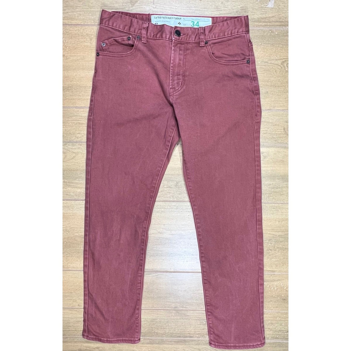 LRG Lifted Research Group True Tapered Pants Burgundy Wine Mens 34 Streetwear View 2