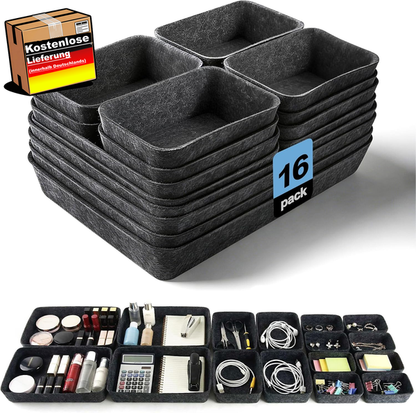16 Er-Set Schubladen Organizer Filz, Filz Organizer, Schubladenteiler FüR Socken-image