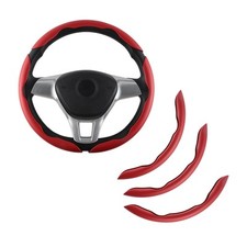 3pcs Carbon Fiber Steering Wheel Cover Universal Anti-Skid Protector Red
