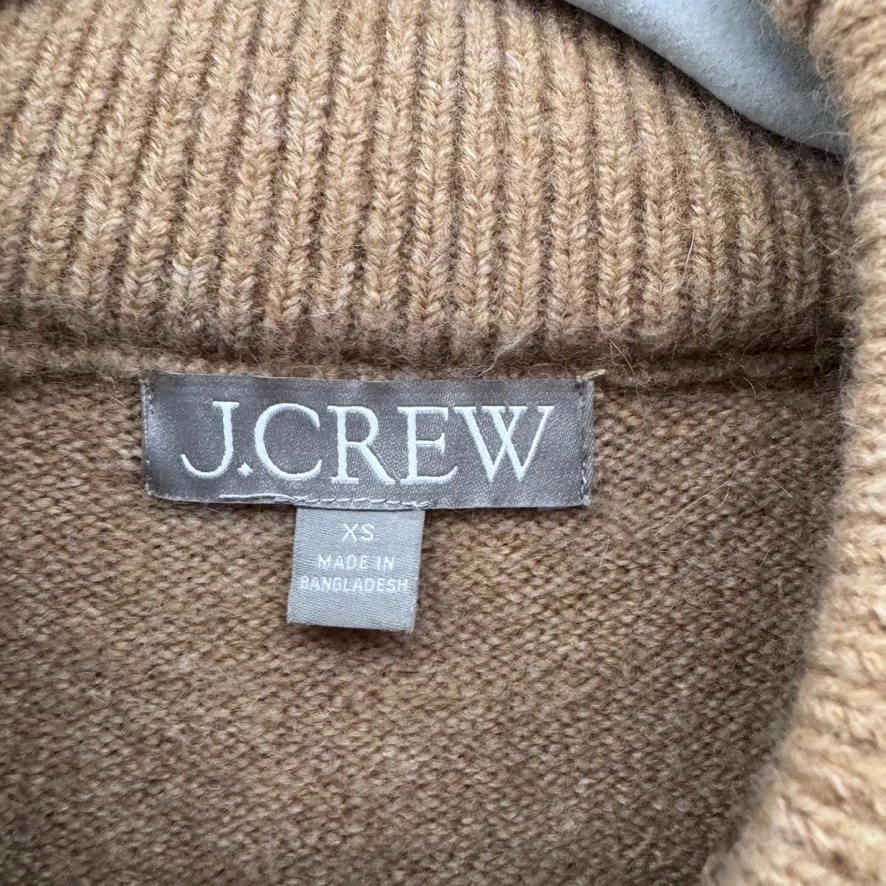 J CREW Sweater Womens XS Brown Black Striped PullOver Mock Neck Boxy Long Sleeve - Image 2 of 4