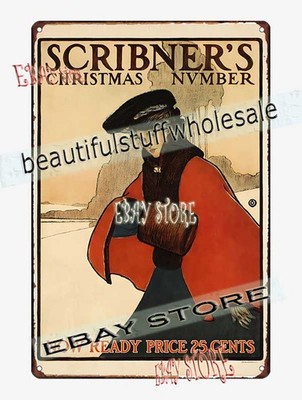 1890s Scribner s Christmas Number Vintage Poster Tin Sign wall decor cafe bar