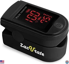 Fingertip Pulse Oximeter Blood Oxygen Monitor with Cover, Batteries & Lanyard