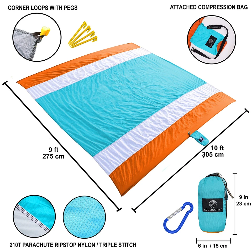 Sandproof Beach Blanket - Oversized Sand Free Beach Mat 9'x10' - Lightweight ... - Image 2 of 4