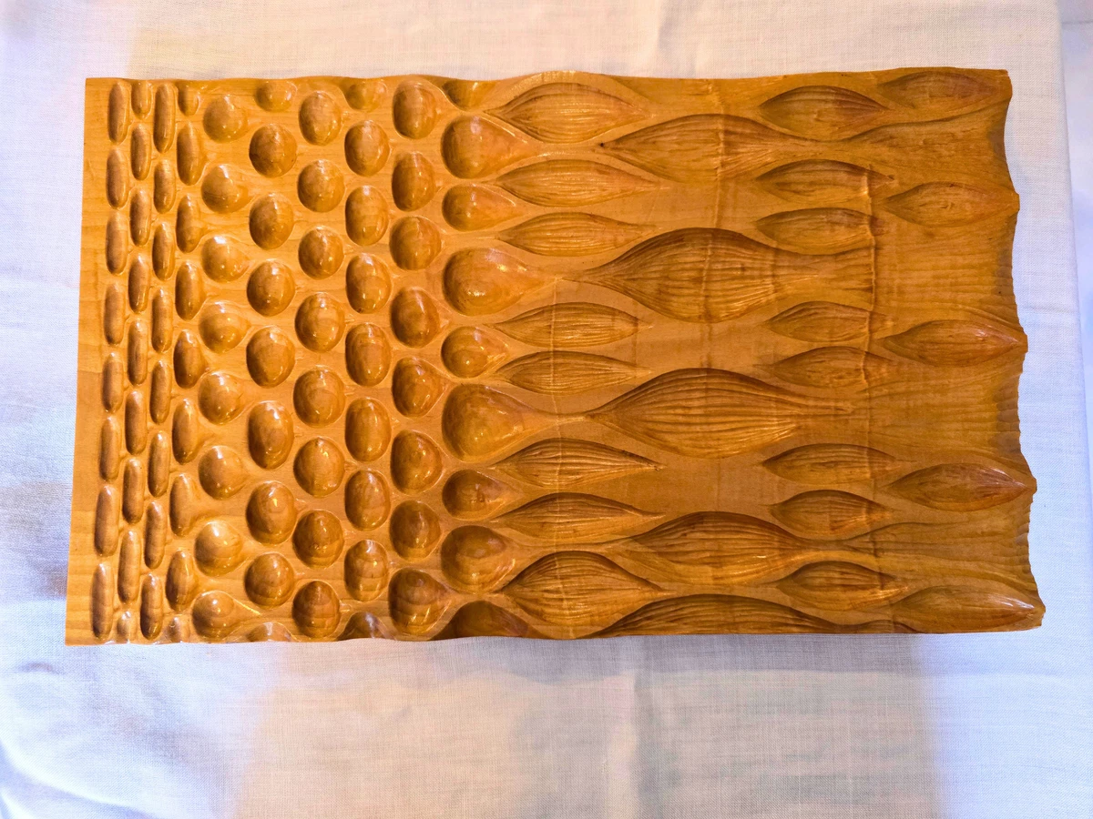 Vintage Mid Century Modern Cherry Wood Panel - Hand Carved Abstract Art