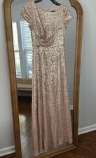 ADRIANNA PAPELL Pink/rose gold Sequin Maxi Gown