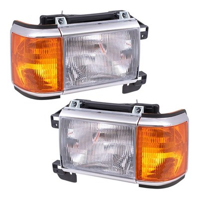 Headlight For 1987-1991 Bronco w/ Park Lamp Chrome Trim Set E9TZ13008E