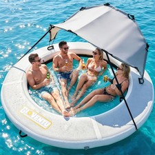 Inflatable Water Hammock, 8FT Lake Float for Adults, 660 LB 8FT, Grey