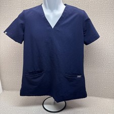 FIGS Casma 3-Pocket Scrub Top Navy Blue Technical Collection Size Small