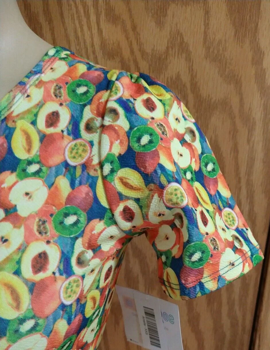 PALM ANGELS Abito Donna LuLaRoe Amelia Stampa Agrumi Stampa Maniche Puff XXS Tasche NUOVO Etichetta