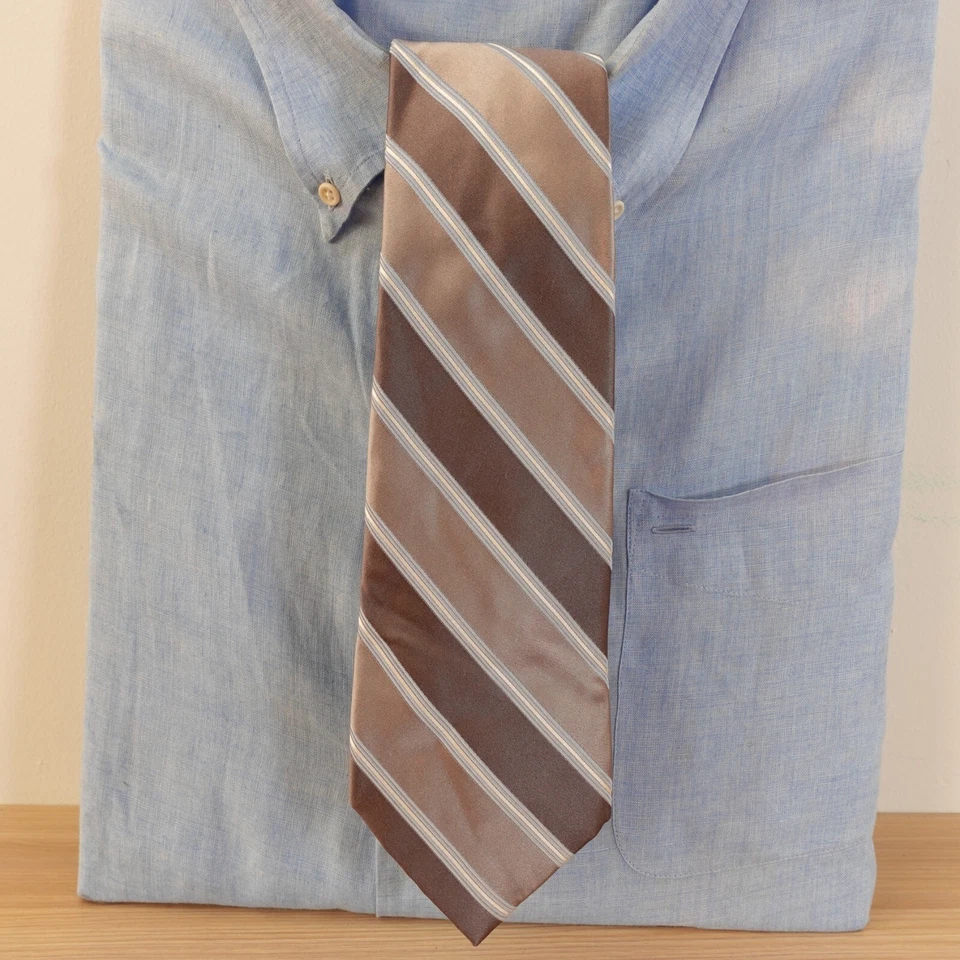 Corbata de cuello a rayas Repp para hombre gris seda Oxford regimiento traje de boda HABITACIÓN CLUB Foto 2 de 4