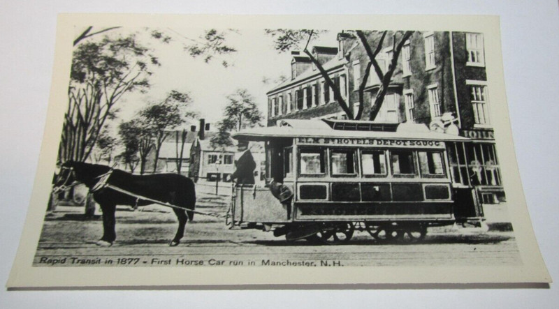 Vintage Discard Photo Manchester NH New Hampshire First Horse Car Rapid Transit